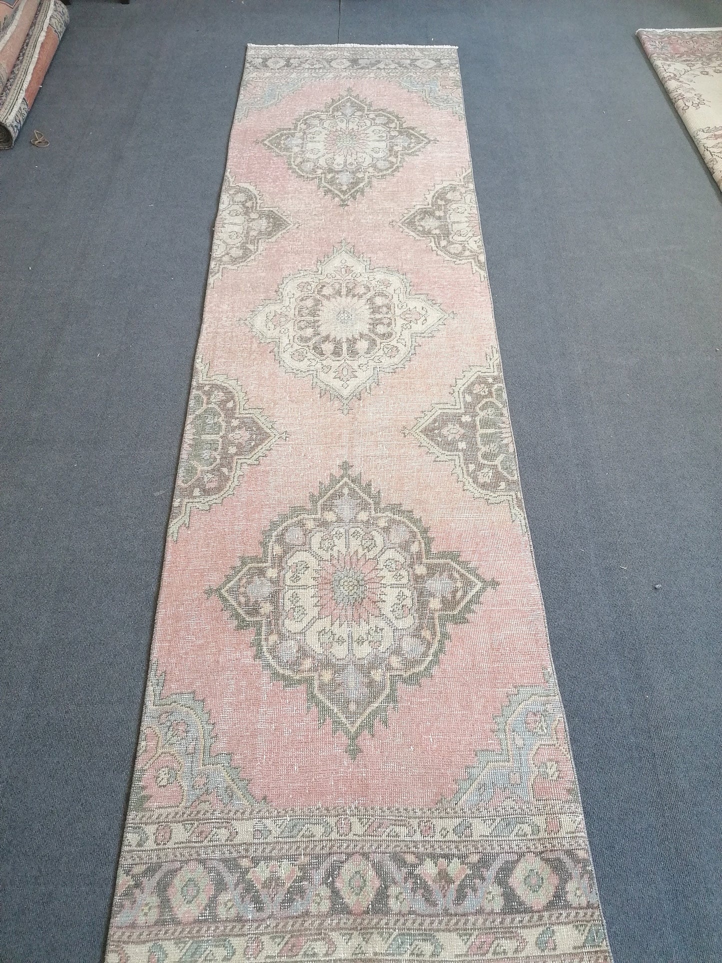 Pastel runner rug, anatolian runner rug,wool rug,hallway runner rug 10'10x2'10 feet