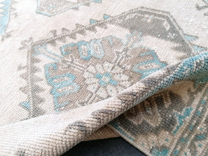 12'4x2'10 turkish runner rug, runner rug, vintage oushak runner rug, kitchen runner rug, hallway runner rug, vintage runner rug