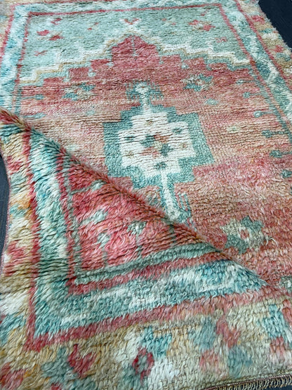 Antique Wool Rug, Vintage Shaggy 3x5 Rug, High Wool Pile Rug,  Plush Rug, Handmade Rug, Hand Knotted Rug, Turkish Rug, Nomad Rug, Rear Rug,