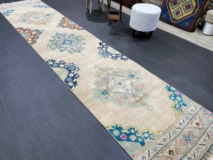Muted Oushak Runner 2.5 x 11.5 Rug Turkish Runner Rug Vintage Runner Rug Long Hallway Runner Rug Kitchen Runner Rug Wool Runner Handmade Rug