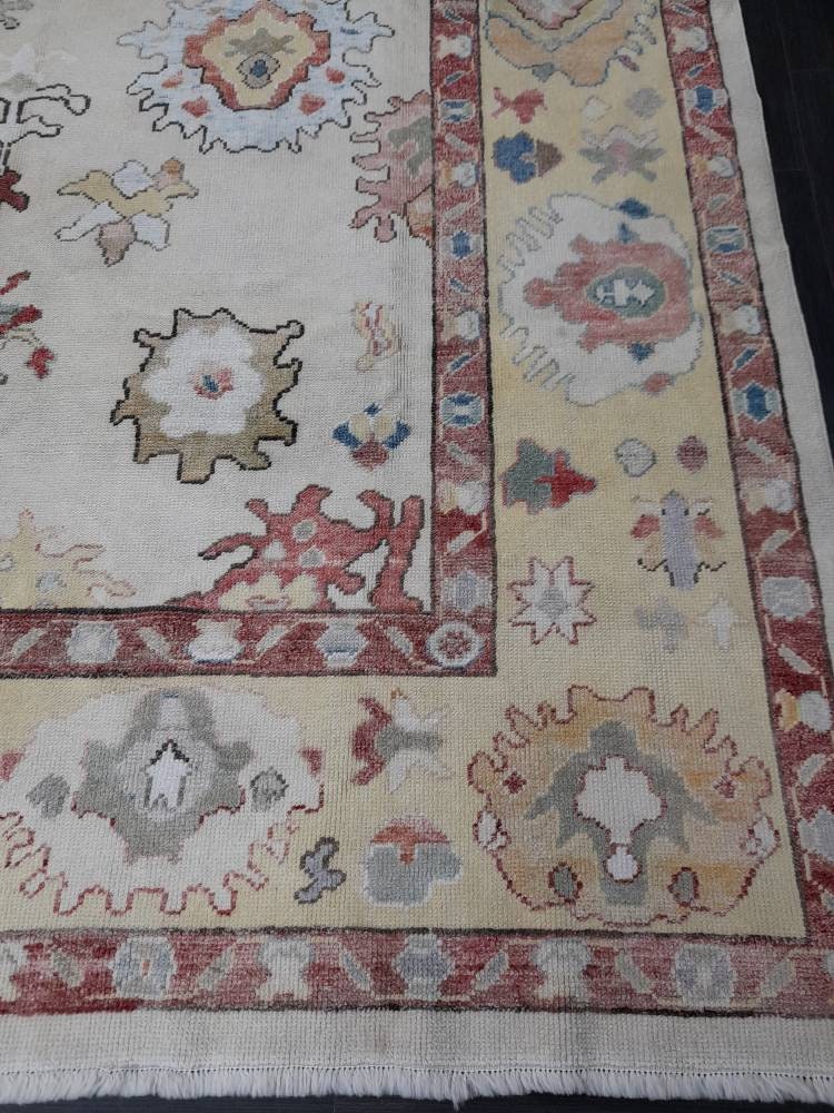 8.4 x 11 Muted OUSHAK RUG TURKISH Oushak Rug Muted Oushak Rug Vintage Rug Wool Oushak 9x12 Rug Hand Made Rug Authentic Oushak Rug