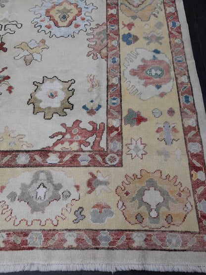 8.4 x 11 Muted OUSHAK RUG TURKISH Oushak Rug Muted Oushak Rug Vintage Rug Wool Oushak 9x12 Rug Hand Made Rug Authentic Oushak Rug