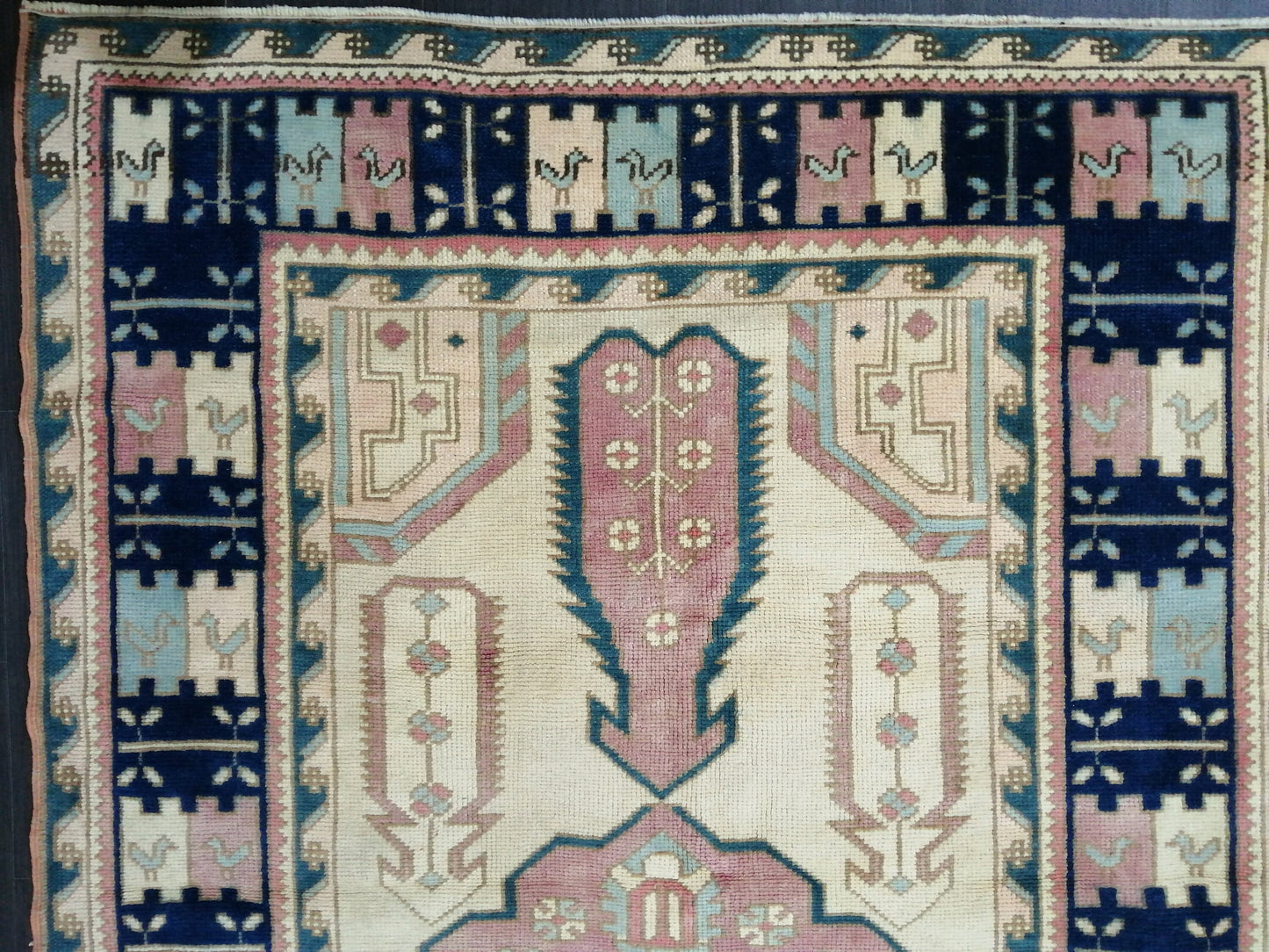 OUSHAK RUG Vintage 6.7 x 4.4 Oriental Rug High Pile Rug TURKISH Oushak Rug Vintage Wool Oushak Rug Hand Made Rugs Vintage Turkish Rug