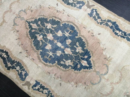 Persian Rug, Muted Vintage Rug,  5x9 Blue Turkish Rug, Wool Entryway Rug, Livingroom Rug Oushak Rug Navy Oriental Rug