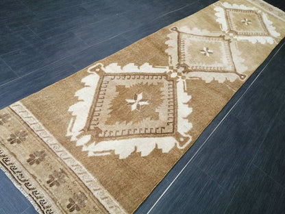 Neutral Runner Rug 2.5 x 10.7 Turkish Runner Rug Vintage Runner Rug Hallway Runner Rug Kitchen Runner Rug Neutral Wool Runner Rug