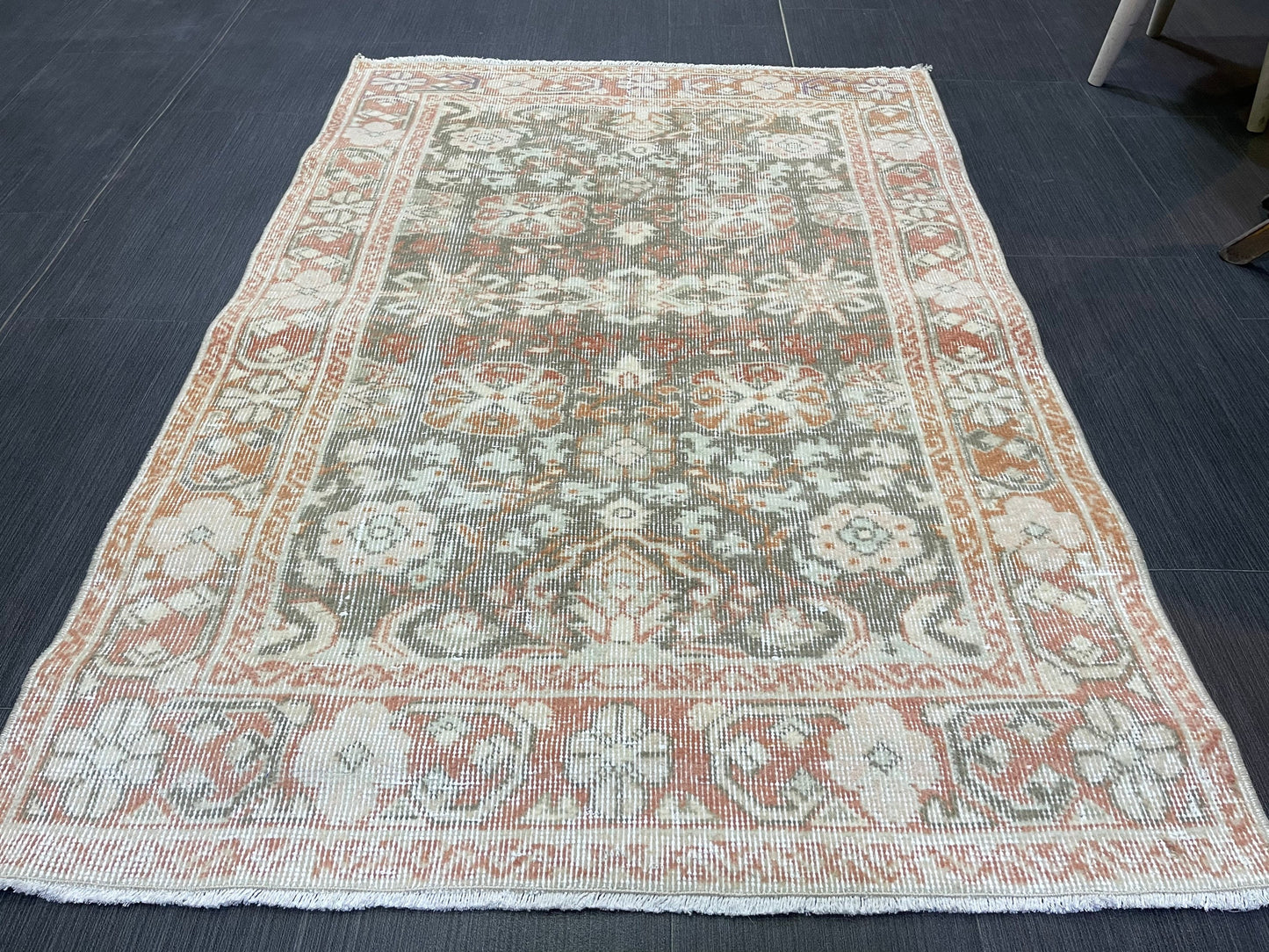 Wool Handmade 3 x 4.5 Rug, Persian Rug, Turkish Rug, Hand Knotted Wool Rug, Vintage Rug, Oushak Rug