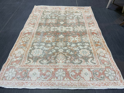 Wool Handmade 3 x 4.5 Rug, Persian Rug, Turkish Rug, Hand Knotted Wool Rug, Vintage Rug, Oushak Rug