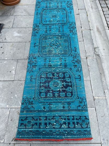 Extra Long Runner Rug Overdyed TURKISH 2 x 19.4 Runner Vintage Runner Rug Vintage XL Oriental Runner Rug Staircase Runner rug