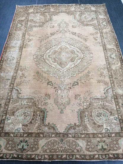 Vintage Rug 6.4 x 9.6 Muted Vintage Persian Rug Vintage Oriental Rug Hand Knotted Rug Hand Made Rug Large Area Rug