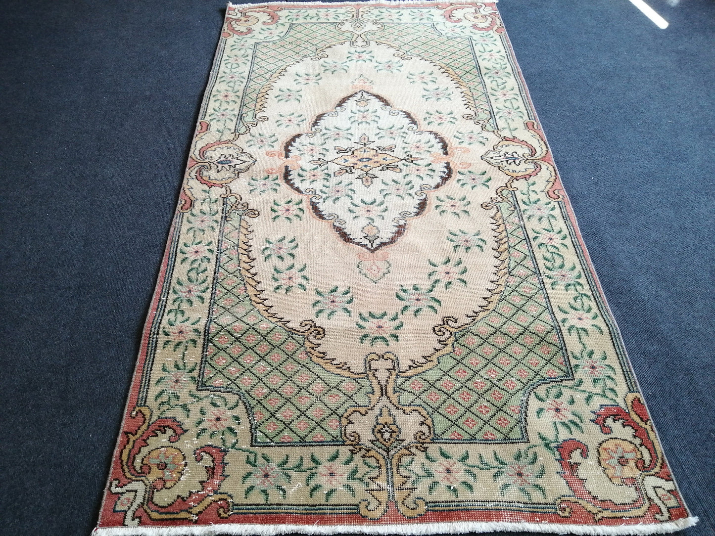 3.7 x 6.9 Turkish Rug, Oushak Rug, Rustic Oushak Rug, Wool Muted Oushak Rug, Oriental Rugs, Farmhouse Rug, Vintage Rug, Hand Made Rug