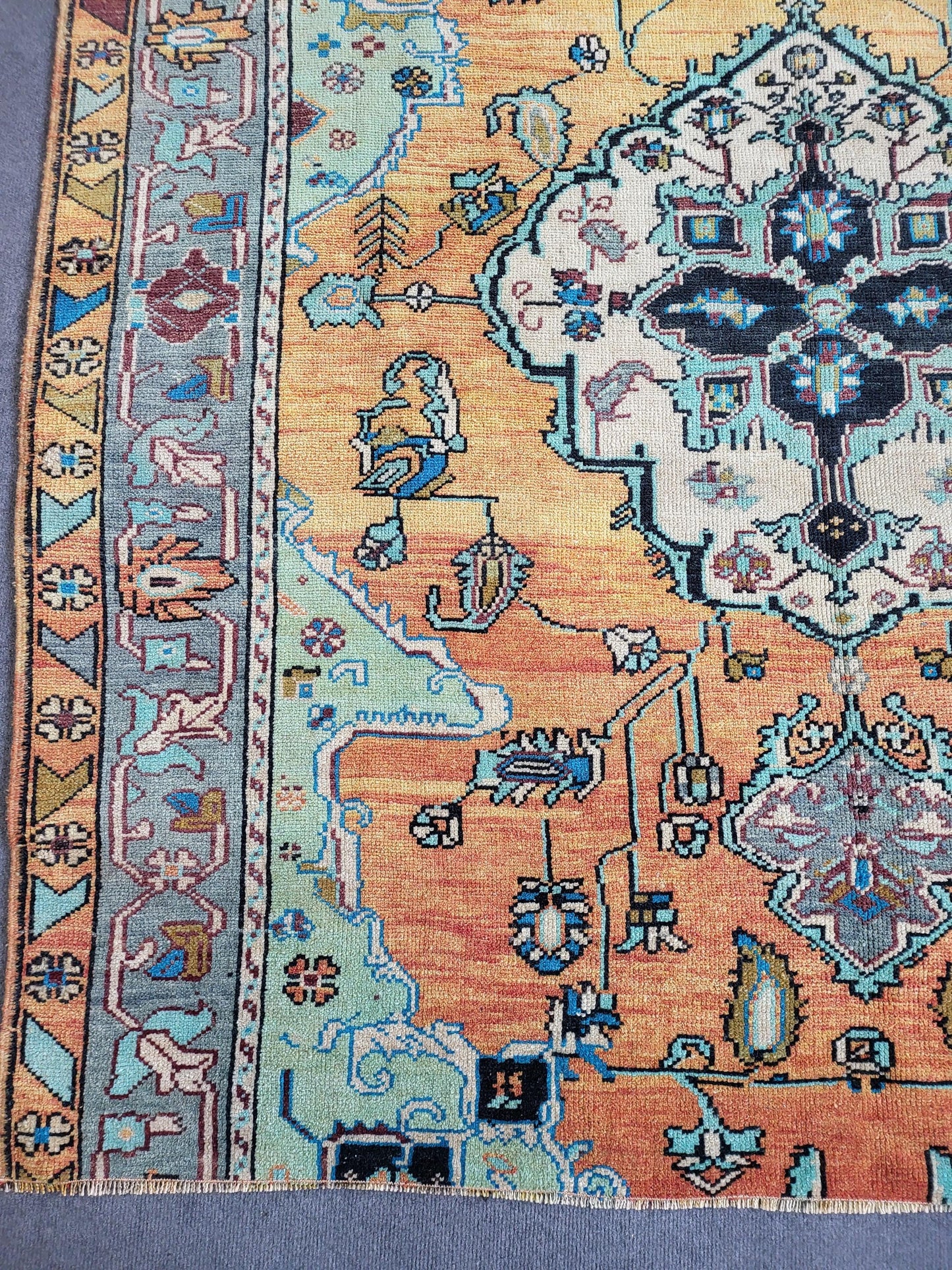 Handmade Rug, Hand Knotted 5.2 x 5.5 Rug, Oushak Rug, Rustic Rug, Vanity Rug, Turkish Rug, Farmhouse Rug, Vintage Rug, Wool rug