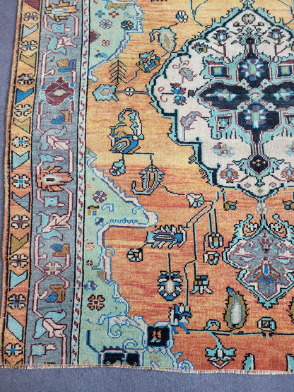 Handmade Rug, Hand Knotted 5.2 x 5.5 Rug, Oushak Rug, Rustic Rug, Vanity Rug, Turkish Rug, Farmhouse Rug, Vintage Rug, Wool rug