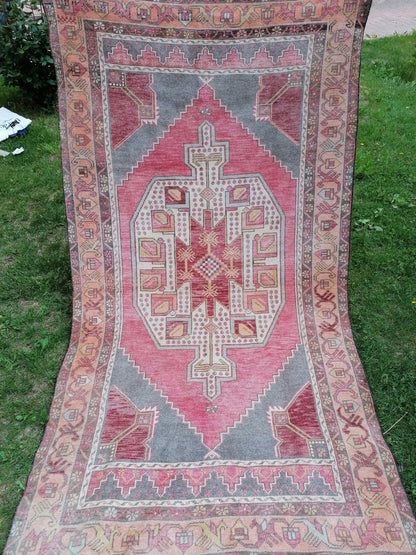 Vintage rug 4x7'5 oushak rug, kitchen rug, bohemian rug ,floor rug, handmade wool rug
