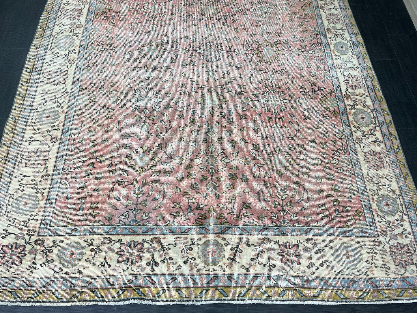 Oriental Vintage 6.6 x 10.6 Rug Vintage Hand Knotted Rug Wool Oushak Rug Hand Made Rugs Vintage Turkish Rug Persian Rug Distressed Rug