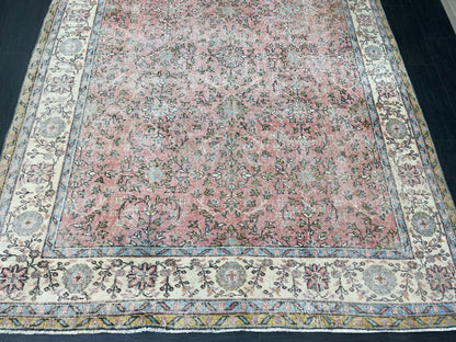 Oriental Vintage 6.6 x 10.6 Rug Vintage Hand Knotted Rug Wool Oushak Rug Hand Made Rugs Vintage Turkish Rug Persian Rug Distressed Rug