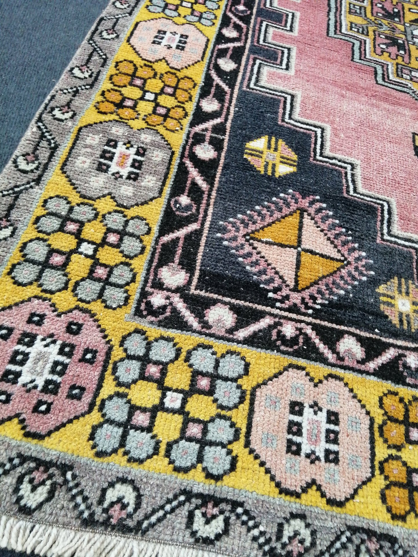 Rugs, Hand Made Rug, 7.3 x 3.8 Oushak Rug, Pink Rug, Bohemian Rug, Turkish Rug, Farmhouse Rug, Vintage Rug, Wool rug