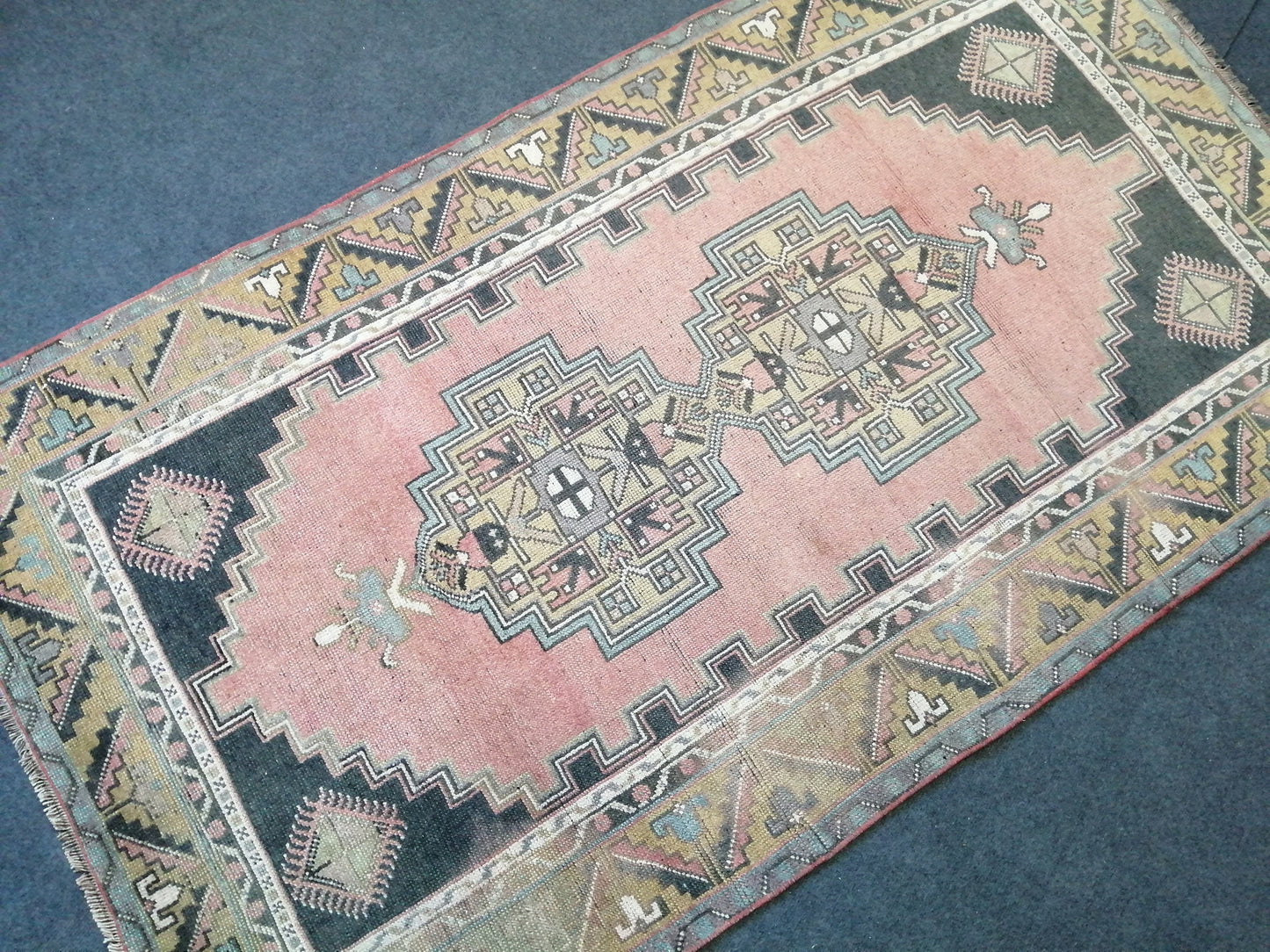 HandMade Rug 4 x7 Hand Crafted Rug, Rustic Rug, Bohemian Rug, Rug Runner, Turkish Rug, Farmhouse Rug, Vintage Rug, Wool Rug Hand Knotted Rug