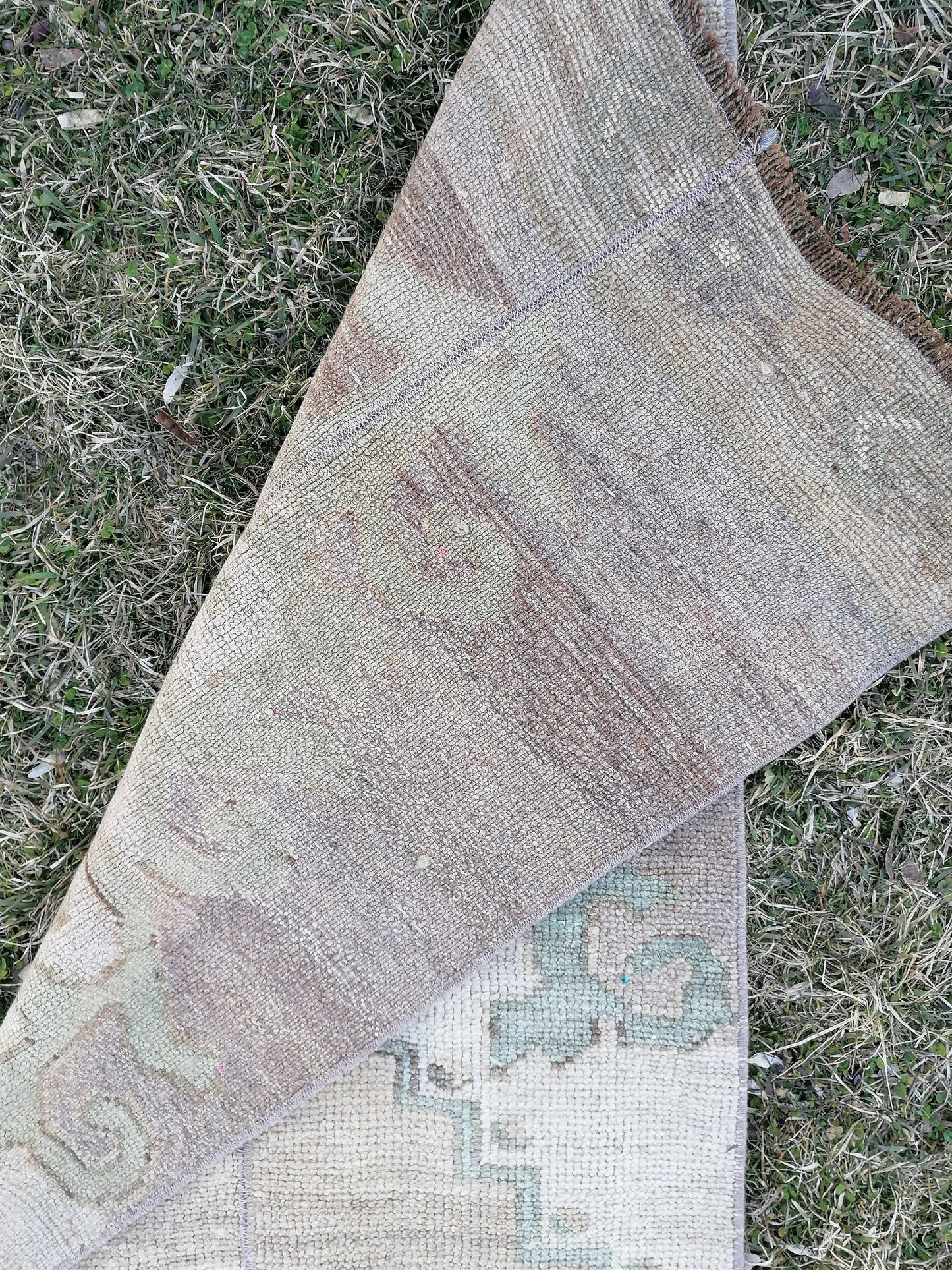 Turkish patchwork runner rug 2'2x11 neatural runner rug, vintage oushak rug, kitchen runner rug,hallway runner vintage runner rug