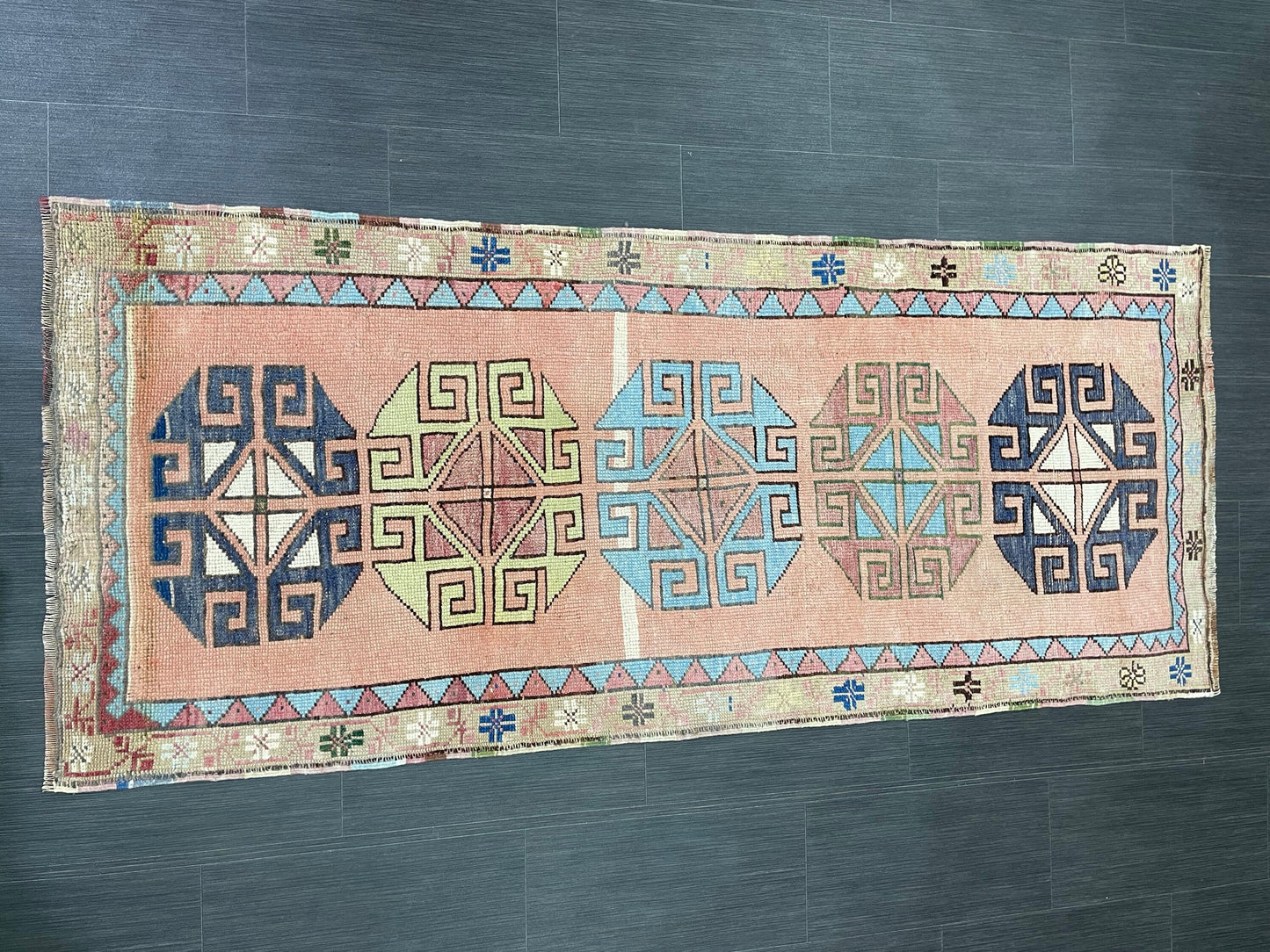 Muted Vintage Runner Rug 2.9 x 6.8  Turkish Runner Rug Vintage Muted Runner Rug Hallway Runner Soft Wool Runner