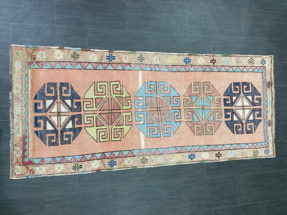 Muted Vintage Runner Rug 2.9 x 6.8  Turkish Runner Rug Vintage Muted Runner Rug Hallway Runner Soft Wool Runner