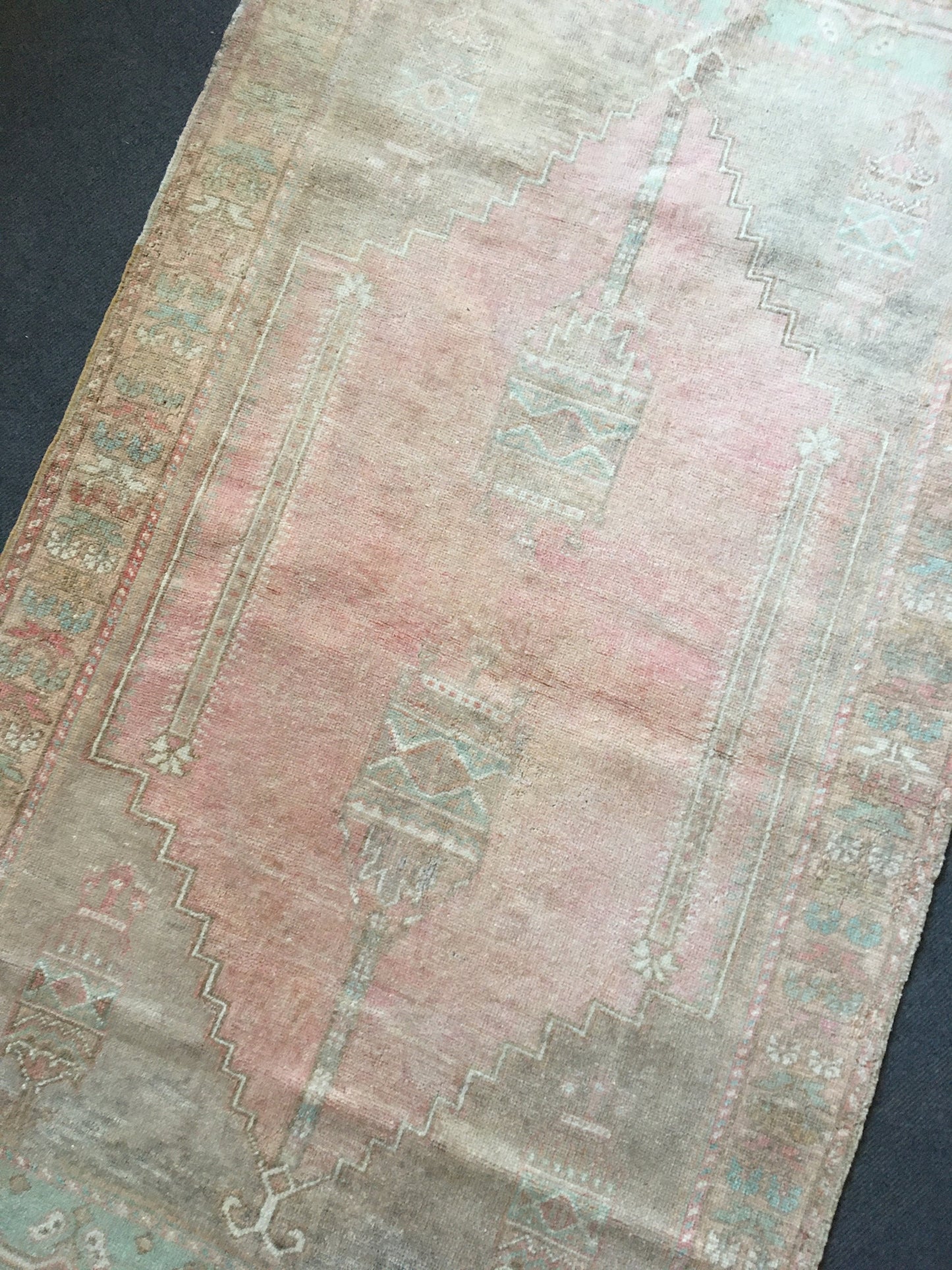 3x6 feet turkish oushak large rug, pastel vintage living room wide rug, muted handmade wool bedroom rug, kitchen area rug, bathroom area rug