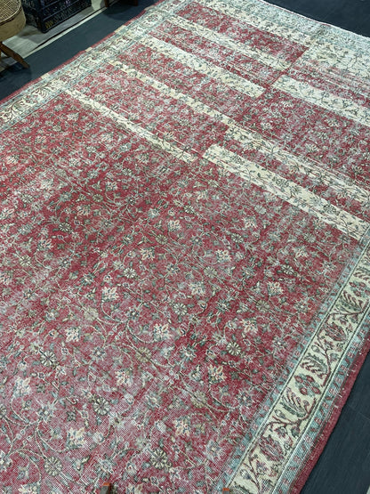 Vintage RUG, TURKISH 8x12 Oushak Rug, Persian Rug, Handmade Large Rug, Wool Antique Rug Hand Knotted Rug,  Floor Art Rug
