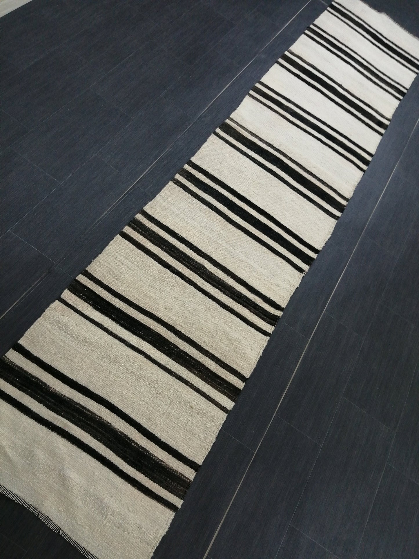 2.3 X 11 Neutral Runner Rug Turkish Flatwoven Runner Rug Vintage Runner Rug Hallway Runner Rug Kitchen Runner Rug Stripe Wool Runner