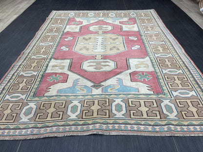Wool Oushak Rug Vintage Rug Muted Vintage 6x8 ft Rug Wool Oriental Rug Handmade Rug Vintage Turkish Rug Muted Persian Wool Rug