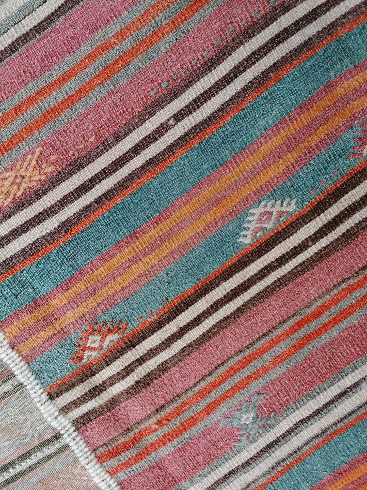 6.9 x 9.4 feet Flatwoven with embroidery rug turkish handmade rugs vintage rugs oushak rug, wool rug