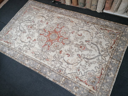 Faded oushak rug 10'3x6'3 large turkish rug, vintage rug, wool vintage oushak rug hand made rug