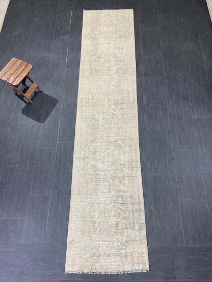 Muted Distressed Runner Rug Muted Turkish 2.3 x 10.6 Runner Rug Vintage Runner Rug Muted Hallway Runner Rug Kitchen Runner Rug Wool Runner