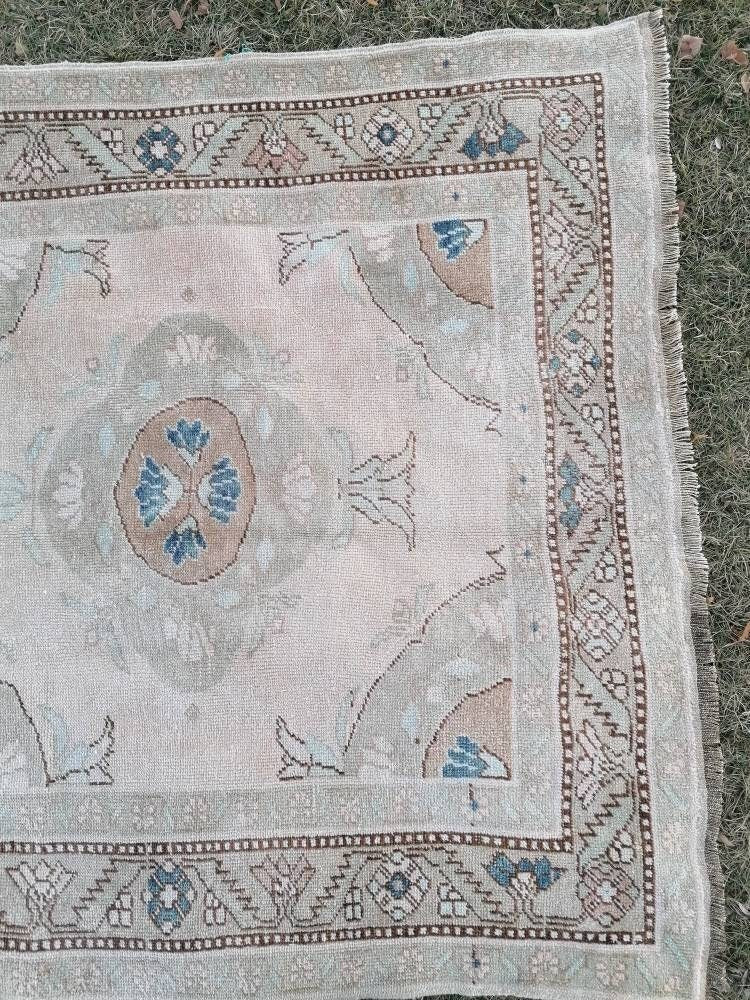 Runner rug,vintage oushak runner 4'7x10'8 neatural hallway runner,vintage runner rug