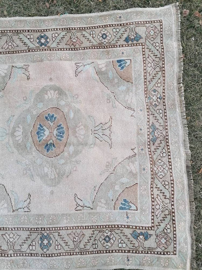 Runner rug,vintage oushak runner 4'7x10'8 neatural hallway runner,vintage runner rug