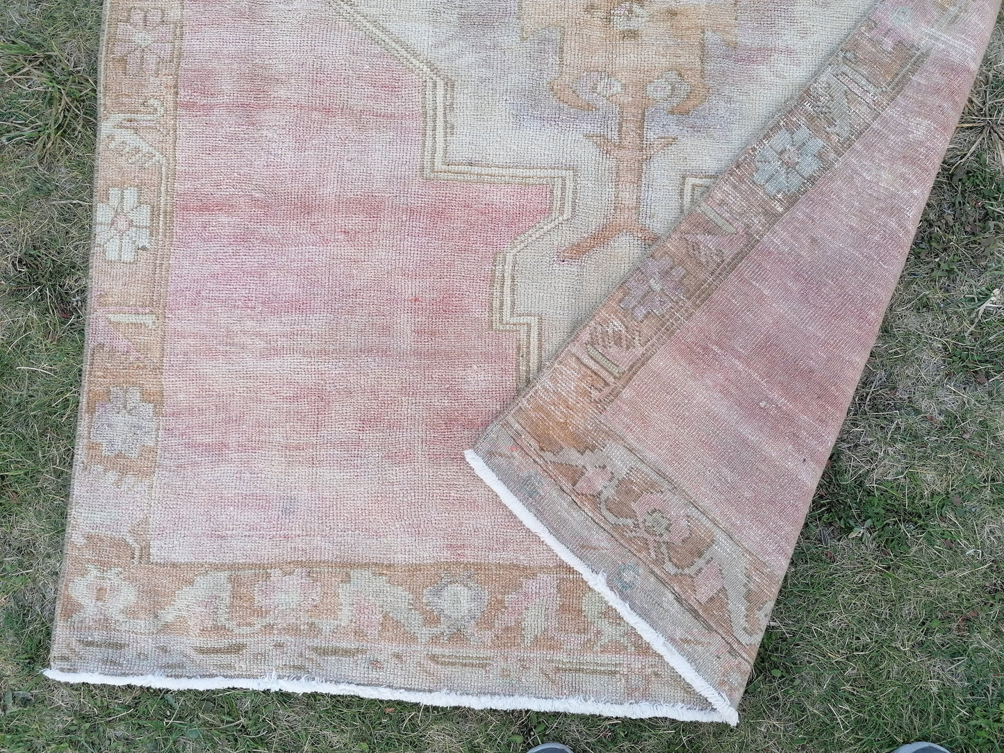 Oushak wool runner rug, vintage hallway runner 4'2x9'7 turkish hand made wool rug kitchen runner rug,