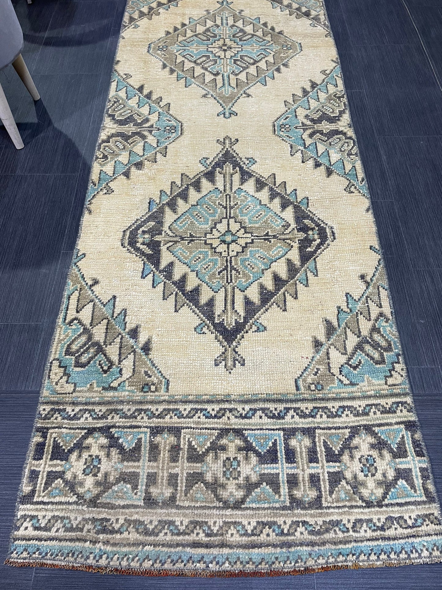 Vintage Persian Runner 2.7 x 12.4 Rug, Turkish Runner Rug, Handmade Runner, Staircase Runner, Kitchen Runner Rug, Wool Runner Rug