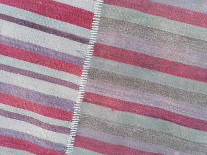 6'9x8'5 flatwoven kilim rug, stripe turkish hand made rugs  vintage turkish rugs oushak rug vintage oushak rug, wool rug