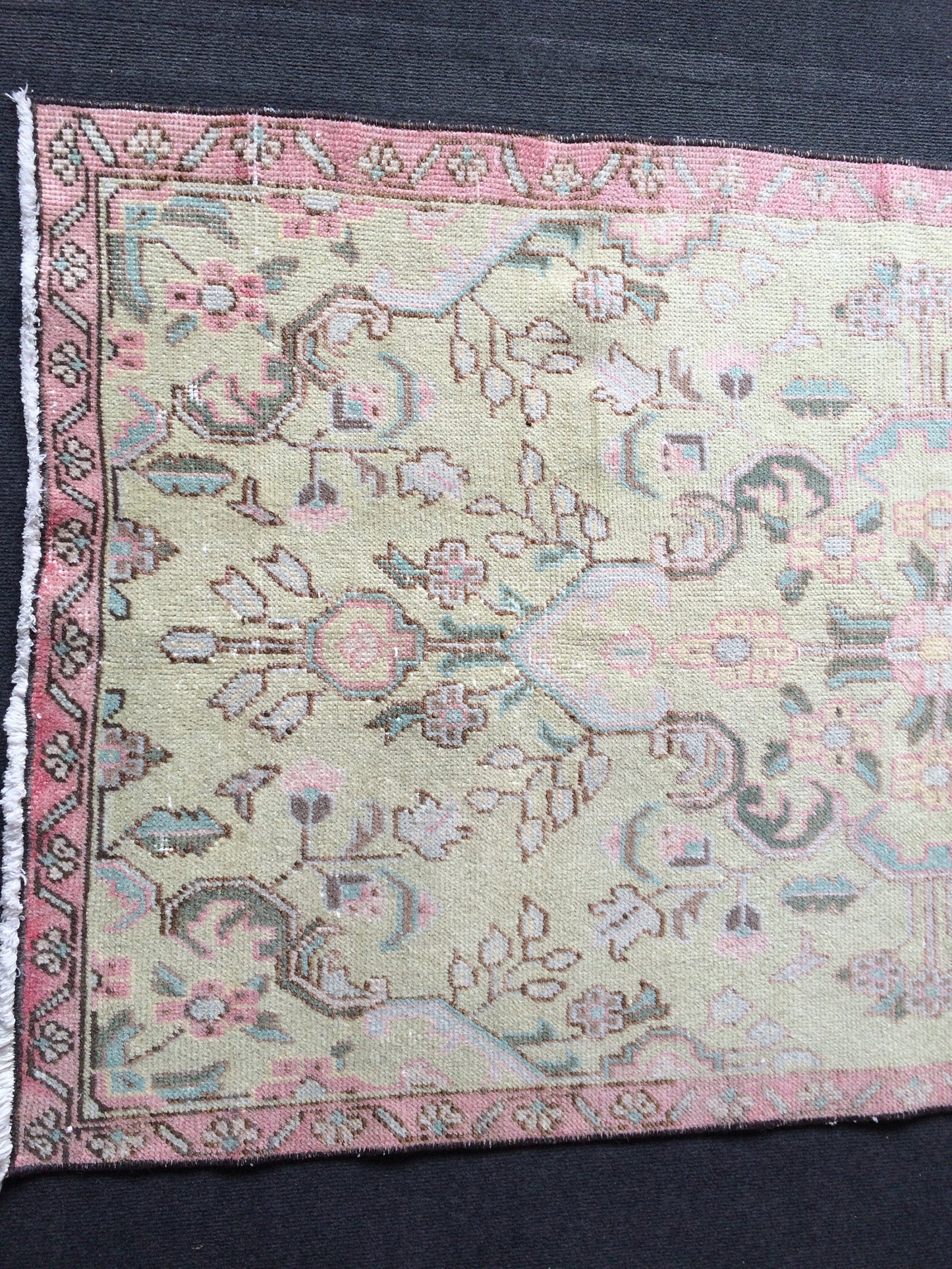 Vintage Turkish Rugs, Bathroom Rug, Living Room Rug, Vanity Rug, Vintage Oushak Rug, Handmade Rug, Natural Wool Rug, Hand Knotted Rug