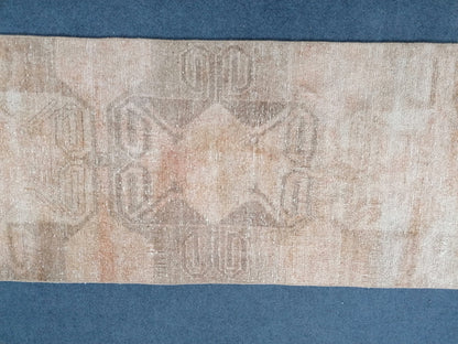11'x2'5 turkish runner rug, vintage runner rug, vintage oushak runner rug, hallway runner, kitchen runner rug, anatolian wool runner
