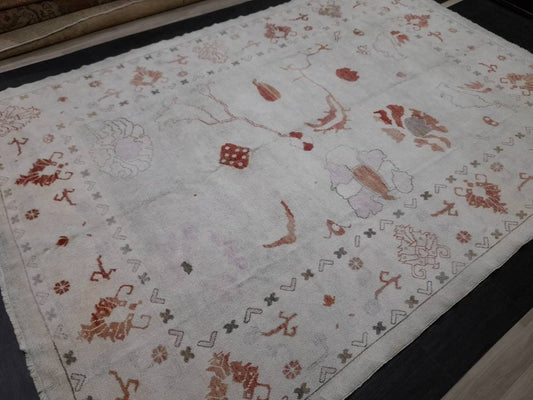 8.8 x 12.3 Muted Vintage OUSHAK RUG TURKISH Muted Oushak Rug Vintage Rug Wool Oushak 9x12 Rug Hand Made Rug Authentic Oushak Rug