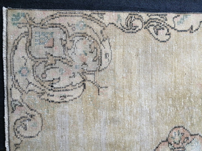 4x9 Oushak Runner Rug Turkish Runner Rug Vintage Runner Rug Hallway Runner Rug Beige Kitchen Runner Rug Wool Runner Rug Wool Rug