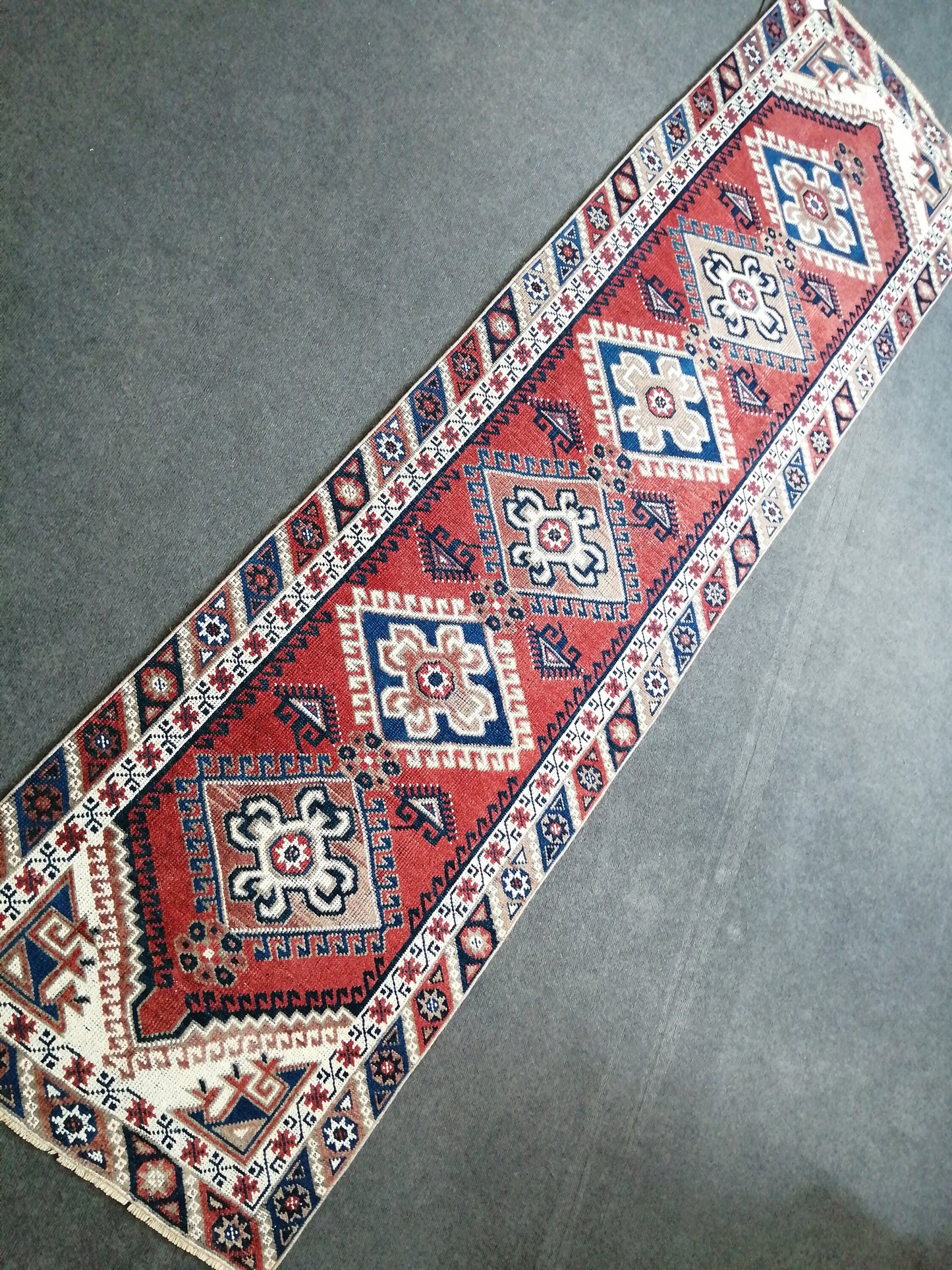 2.6 x 9.7 RUNNER Rugs, Oushak RUNNER Rug, Navy Blue Rug, Rug Runner, Turkish Rug, Oriental Runner Rug Fun Vintage Runner Rug Wool Runner Rug