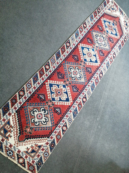 2.6 x 9.7 RUNNER Rugs, Oushak RUNNER Rug, Navy Blue Rug, Rug Runner, Turkish Rug, Oriental Runner Rug Fun Vintage Runner Rug Wool Runner Rug