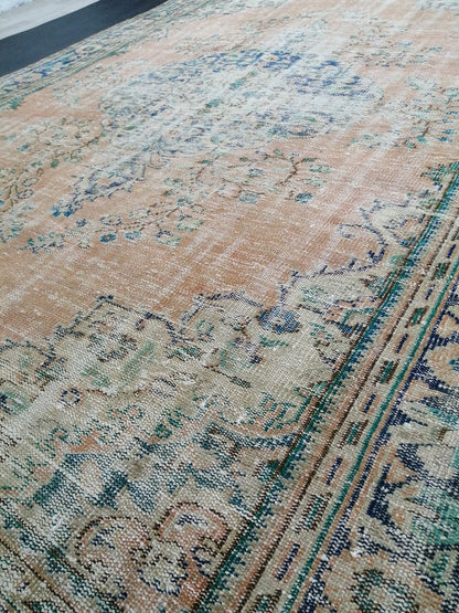 9.8 x 6.8 OUSHAK RUG TURKISH Oushak Rug Vintage Oushak Runner Rug Vintage Runner Rug Wool Oushak Rug Hand Made Rugs Vintage Turkish Rug