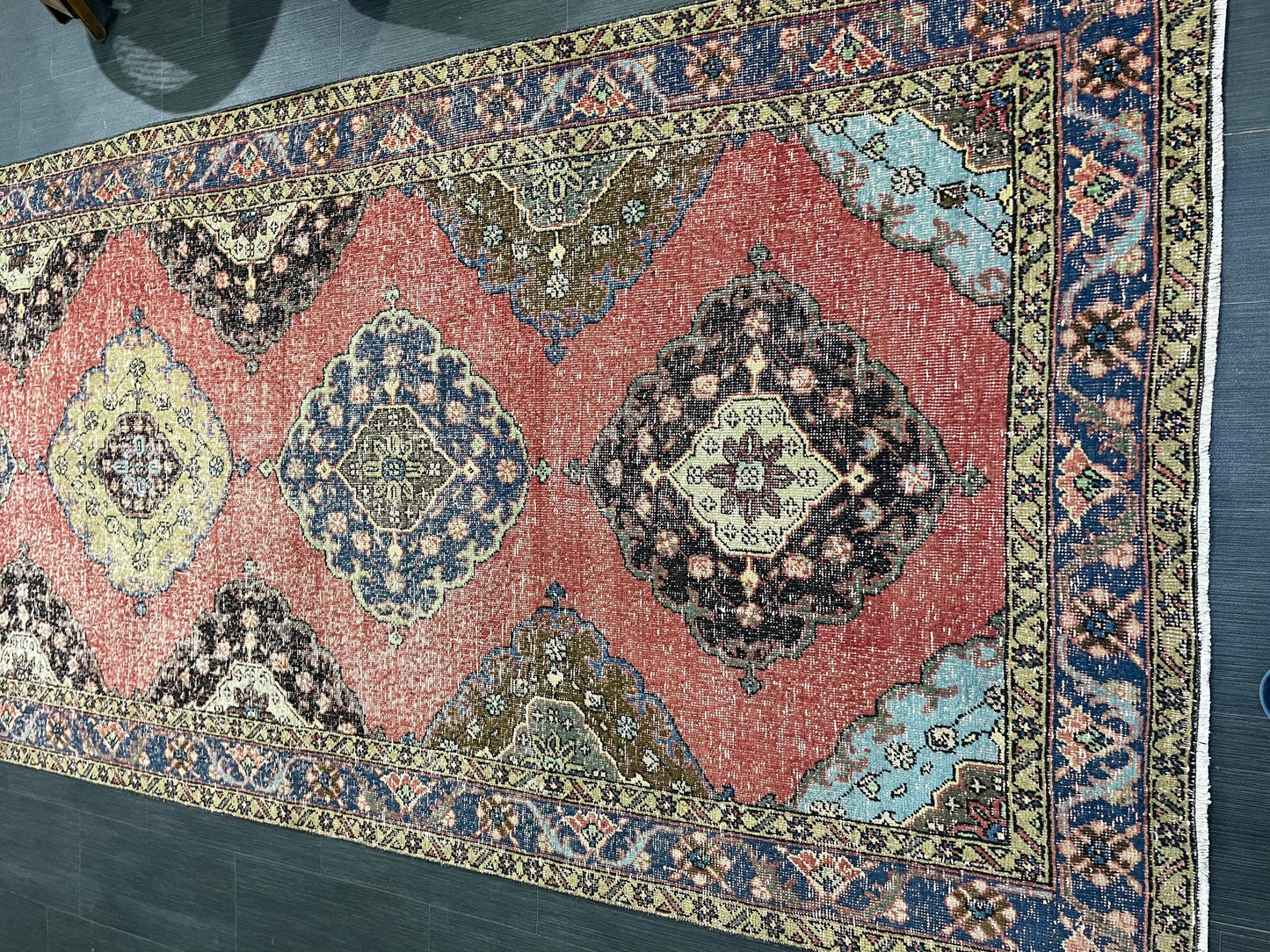 Turkish Runner Rug, Persian Distressed Runner 4.8 x 13.2 Rug, Vintage Runner Rug, Hallway Runner Rug,  Kitchen Runner Rug, Wool Runner Rug