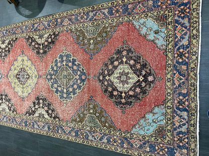 Turkish Runner Rug, Persian Distressed Runner 4.8 x 13.2 Rug, Vintage Runner Rug, Hallway Runner Rug,  Kitchen Runner Rug, Wool Runner Rug