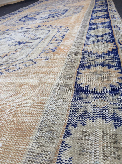 13.3 x 4.6 Oushak Runner Rug Turkish Runner Rug Vintage Runner Rug Hallway Runner Rug Kitchen Runner Rug Wool Runner Rug Wool blue dyes