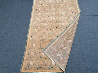 Hand made wool bohemian rug 7'2x4'5 vintage rug