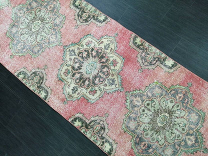 Muted RUNNER Rug, 2.8 x 12 RUNNER Rug,  Oushak Runner Rug, Vintage Turkish Rugs, Oriental Runner Rug, Turkish Oushak Runner Persian Runner