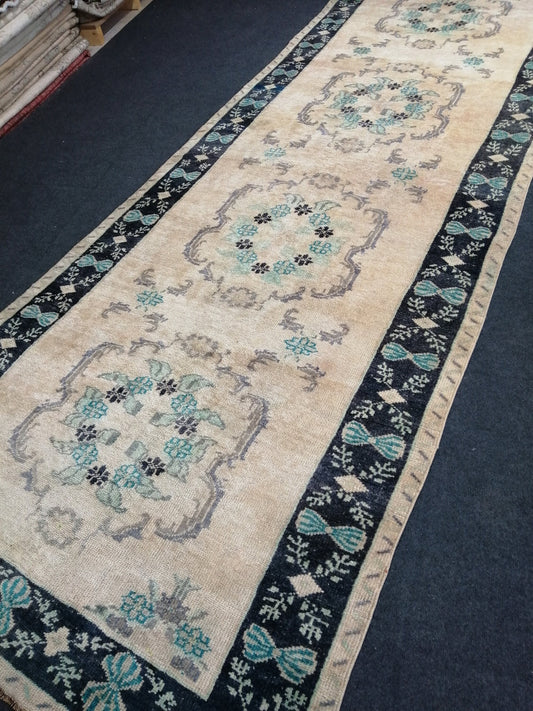 12.2 x 4.6 ft Oushak Runner Rug Turkish Runner Rug Vintage Runner Rug Hallway Runner Rug Kitchen Runner Rug Wool Runner Rug High Pile Rug