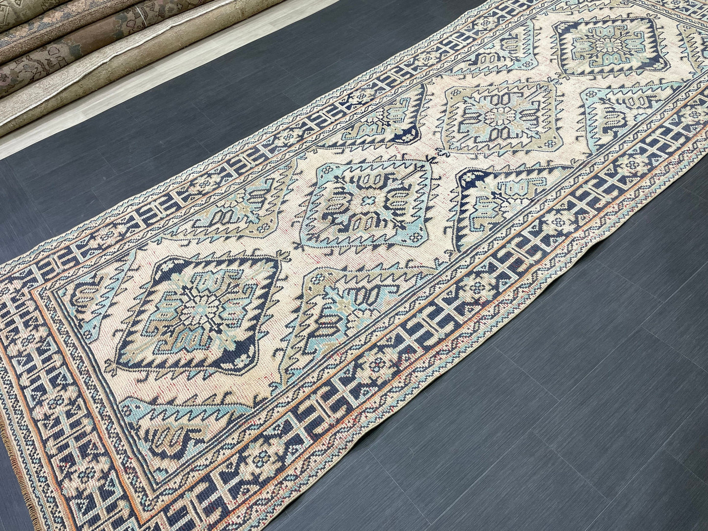 Turkish Runner 4.7 x 12 Oushak Runner Rug Rug Vintage Runner Rug Hallway Runner Rug Kitchen Runner Rug Wool Runner Handmade Runner Rug